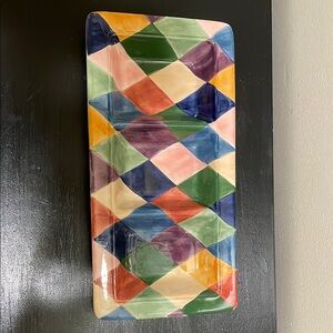 Tabletops Unlimited "Carnival" hand-painted ceramic‎ relish dish/serving platter